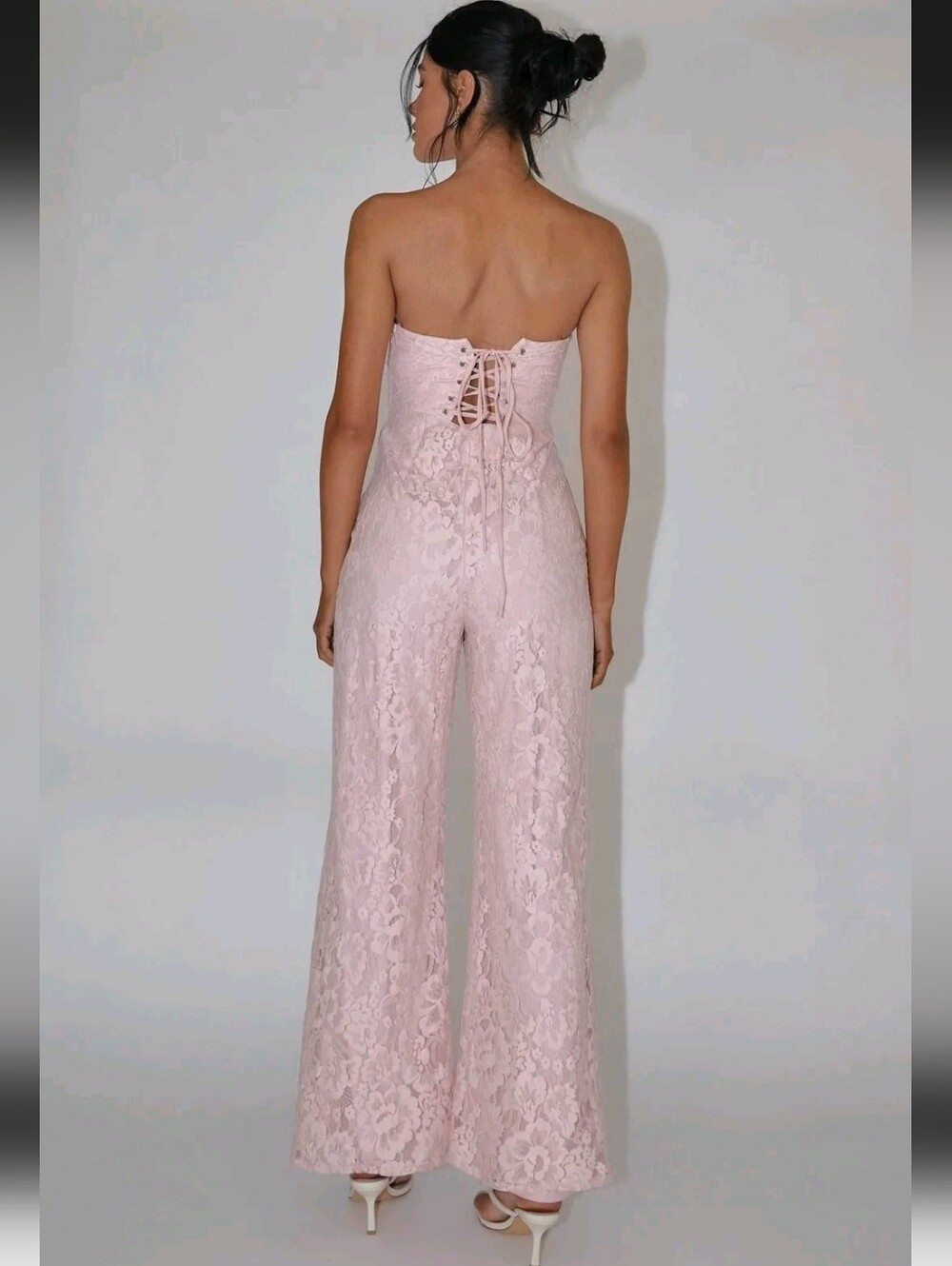 Lace Corset Strapless Wide Leg Jumpsuit Main Strip Size Medium - Picture 5 of 15